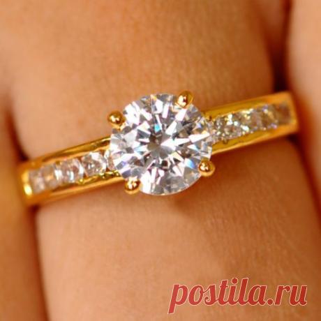 Gorgeous 2 15ct Solitaire Round Brilliant Cut Real 14k Yellow Gold Wedding Ring | eBay