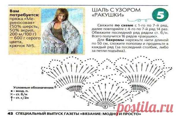 Оригинальные шали крючком - схемы вязания и новинки 2017