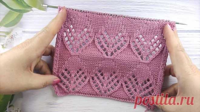 Интересный узор спицами в копилочку .