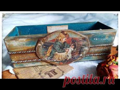 Vintage-retro decoupage box ♡♡♡ Shabby technique tutorial