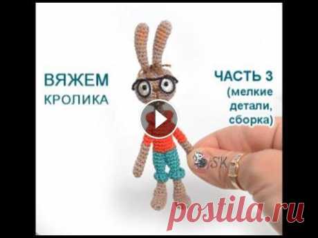 Кролик из &quot;Винни Пуха&quot; крючком. Мастер-класс 3 от Каревой Светланы В этом видео я покажу, как вязать ушки, глазки, хвостик Кролику, сшивать детали, оформлять прическу и мордочку, а также создать очки. Мастер-класс для...
