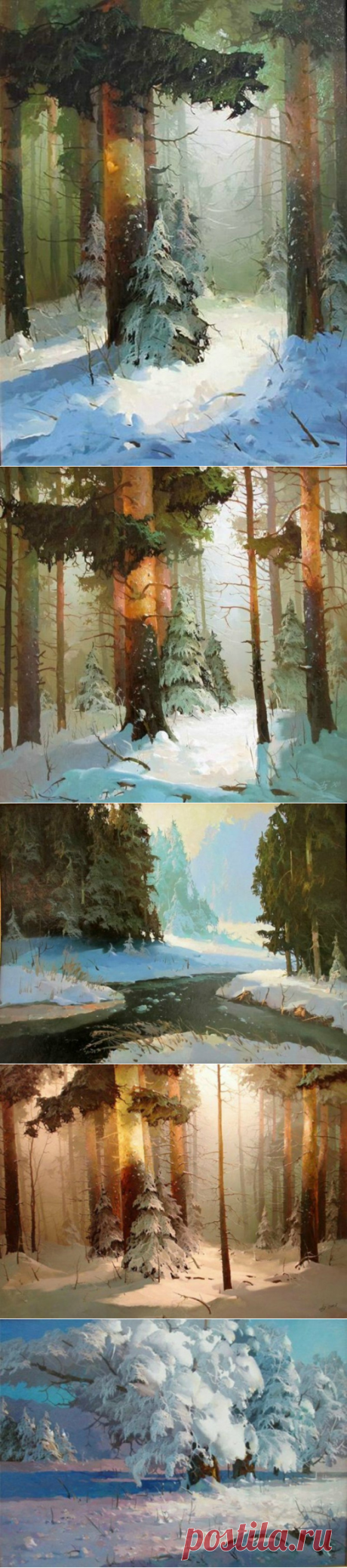 Зимний лес в живописи Виктора Быкова