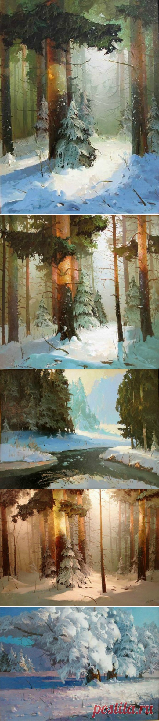 Зимний лес в живописи Виктора Быкова