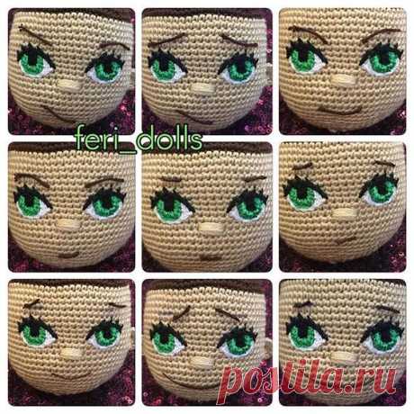 Меняем выражения лица при помощи улыбки и бровей 
источник - https://www.instagram.com/feri_dolls/