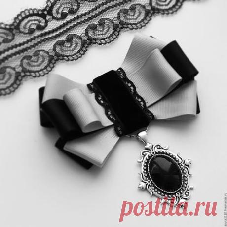 Купить Брошь - галстук " Стиль в деталях " - черный, брошь ручной работы