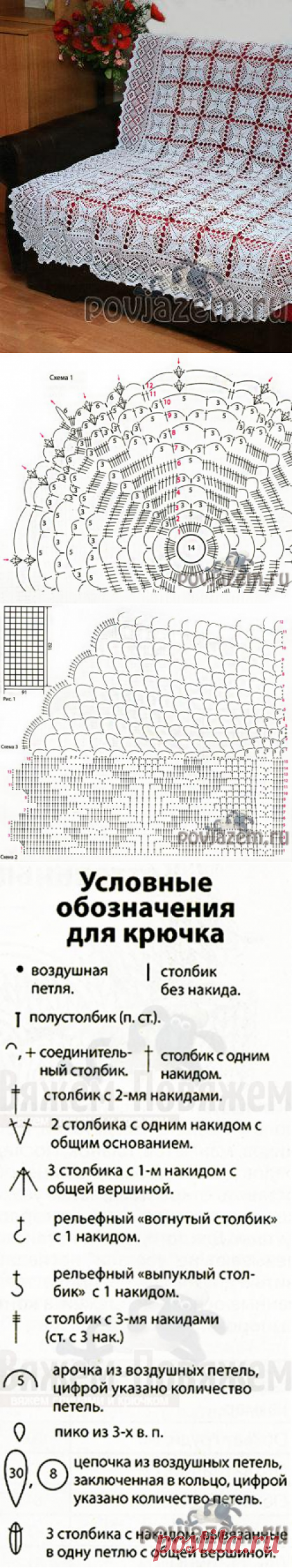 Покрывало крючком из квадратных мотивов
