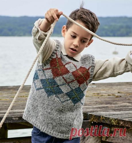 Безрукавка с ромбами для мальчика - схема вязания спицами. Вяжем Безрукавки на Verena.ru