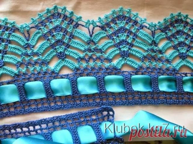 Двухцветная кайма с атласной лентой | Клубок