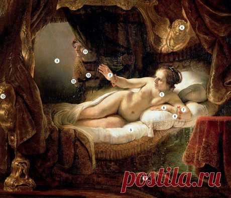 Тайна &quot;Данаи&quot; Рембрандта
Сюжет древнегреческого мифа о Зевсе и Данае, был очень популярен среди европейских живописцев XVI–XVII веков. К нему обращались такие видные художники того времени как Тициан, Корреджо, Госсарт, Климт. Все они изображали дочь древнегреческого царя Акрисия  лежащей на постели под дождем золотых монет. Рембрандтовская  &quot;Даная&quot; была совсем другая, и мало соответствовала сюжету мифа. О символах изображенных на картине