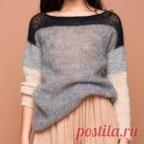 Pullover Strukturmix grau, creme, nachtblau – SABRINA WEIGT