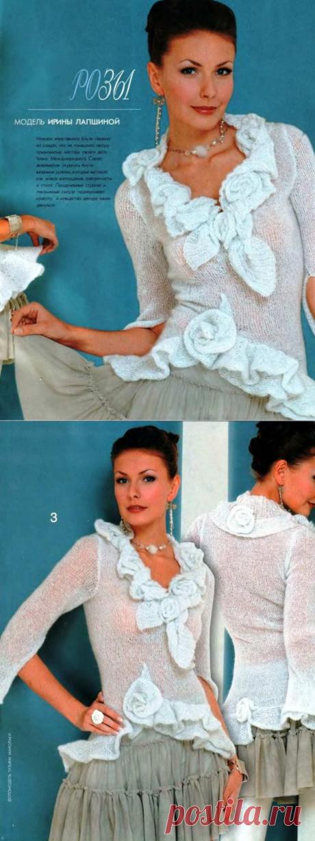 Вязаная мохеровая кофточка. Очень нежная. Описание + выкройка. | razpetelka.ru