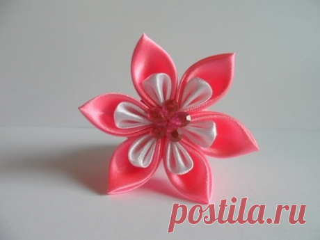 hand made Как сделать нежную  резиночку для волос Канзаши Kanzashi