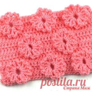 Узор с объемными цветочками. Видео МК - Вязание - Страна Мам