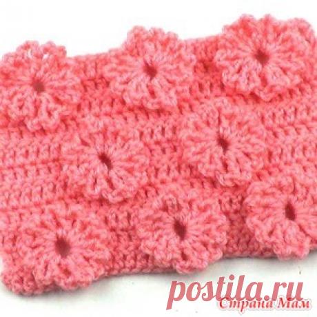 Узор с объемными цветочками. Видео МК - Вязание - Страна Мам