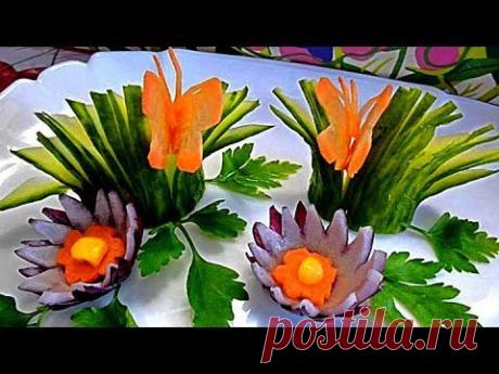 Украшения из огурца. Карвинг огурца. Decoration Of Cucumber - YouTube