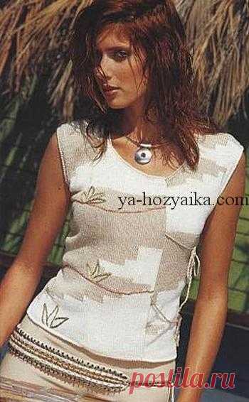 Топ в технике интарсия со схемами и описанием https://ya-hozyaika.com/vyazanie-spitsami/bluza-kofta..