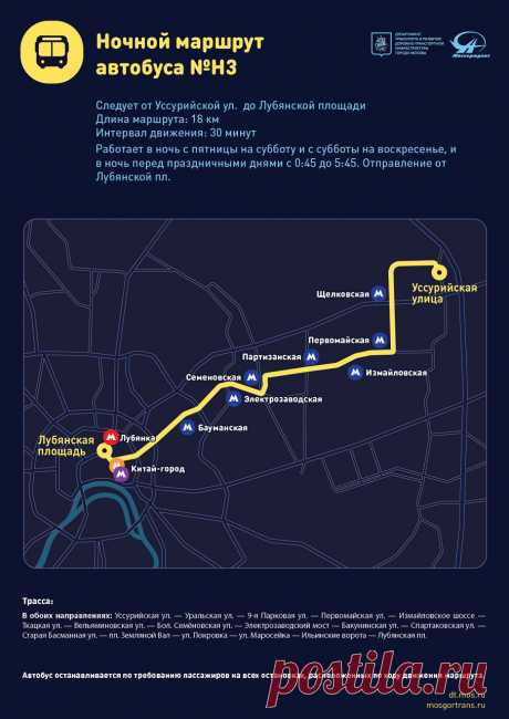 ГУП «Мосгортранс»: Ночные маршруты