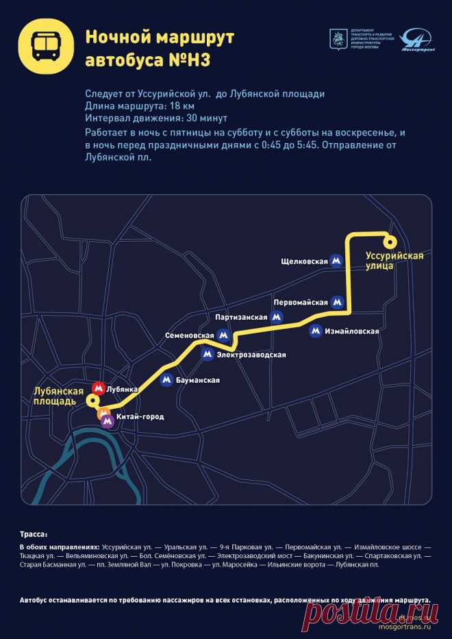 ГУП «Мосгортранс»: Ночные маршруты