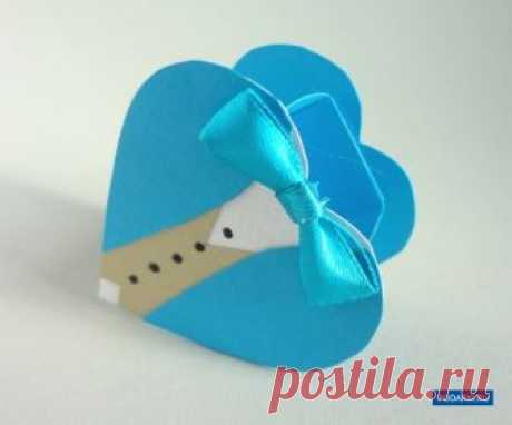 Коробочка-сердечко в виде мужского костюма — Сделай сам, идеи для творчества - DIY Ideas