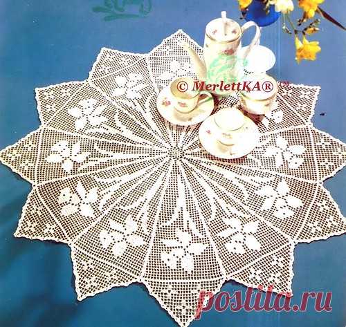 Винтажные дорожки и салфетки в технике филейного вязания