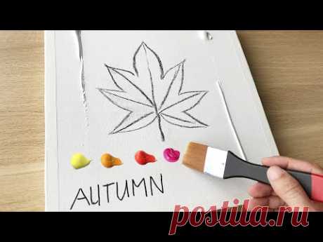 Daily Challenge #24 / Acrylic / Fan Brush / Autumn Reflections Acrylic Painting