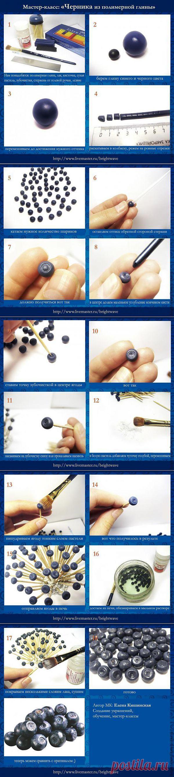 черника  из полимерной глины  мастер  класс