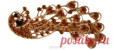Зажим для волос &quot;Жар-птица Crystal Astral Pink&quot;. Бижутерный сплав под золото, австрийские кристаллы. Конец XX века - купить модные аксессуары от известных брендов по лучшей цене в интернет-магазине OZON.ru