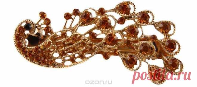 Зажим для волос "Жар-птица Crystal Astral Pink". Бижутерный сплав под золото, австрийские кристаллы. Конец XX века - купить модные аксессуары от известных брендов по лучшей цене в интернет-магазине OZON.ru