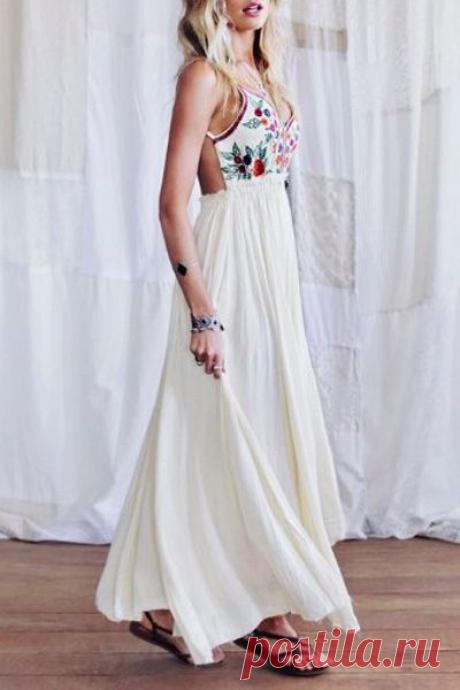 Spaghetti Strap Backless Floral Print Maxi Dress: Maxi Dresses | ZAFUL