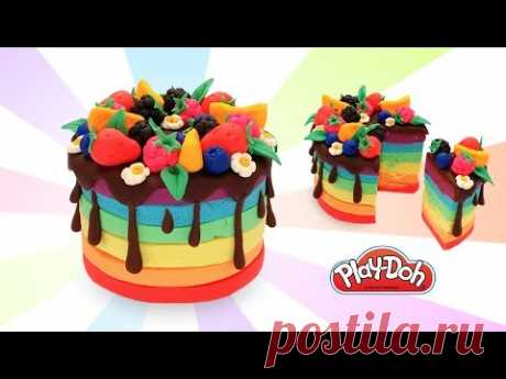 Play Doh Rainbow Cake. Easy Cake for Kids. DIY How to Make Play-Doh Cake
