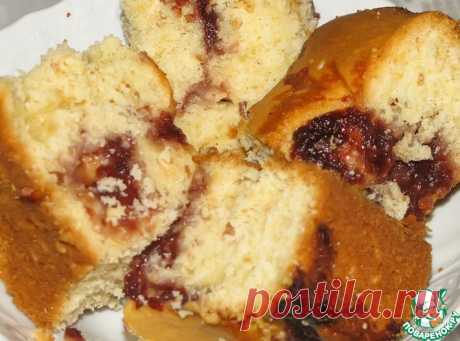 Полосатый пирог с вареньем и кунжутом Кулинарный рецепт