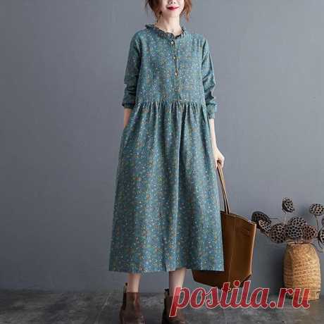 Women Cotton Linen Casual Long Ladies Elegant A-line Dresses – Omychic