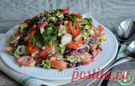 Овощной салат с фасолью и сыром Кулинарный рецепт