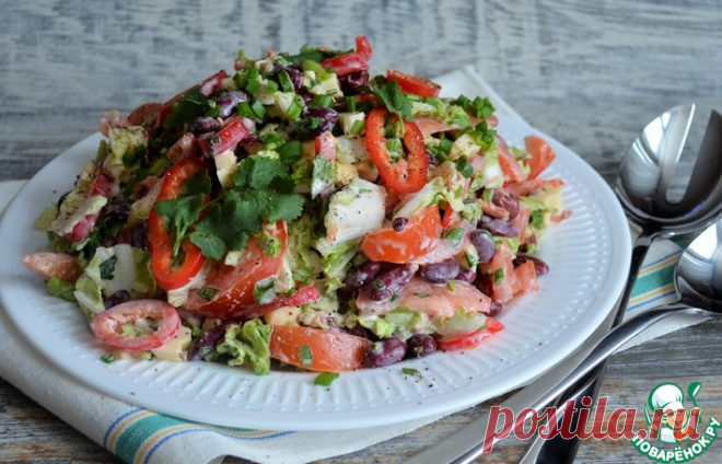 Овощной салат с фасолью и сыром Кулинарный рецепт