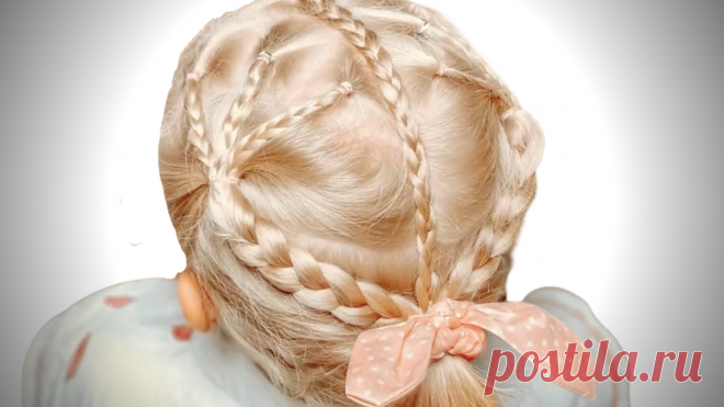 Косички с резинками на длинные волосы