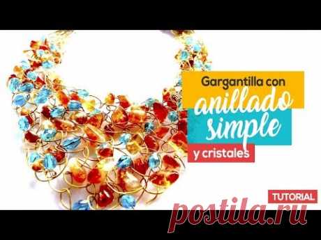 Gargantillas De Alambre con Anillado Simple y Cristales –Joyería Moderna