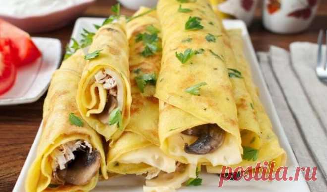 Блины с курицей и грибами, пошаговый рецепт с фото