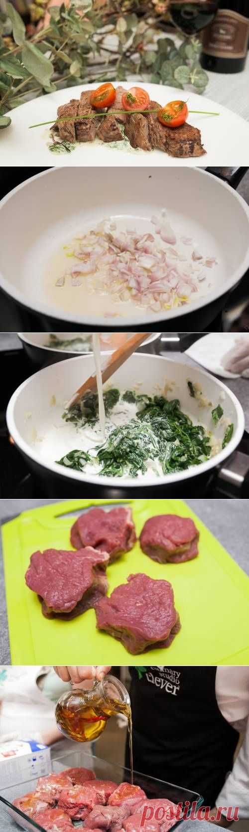 Филе миньон со шпинатным соусом / Простые рецепты