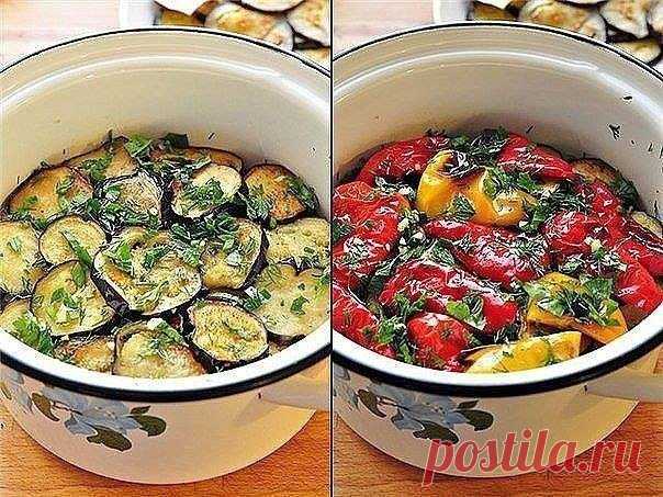 Закуска из маринованных баклажанов и перцев-гриль. Чумовая закуска!