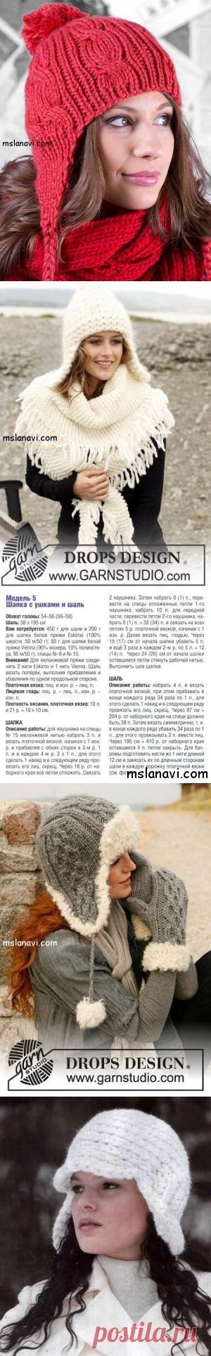Вязаные женские шапки с ушками или завязками | Мисс Лана Ви | Ms Lana Vi
На некоторые есть описание