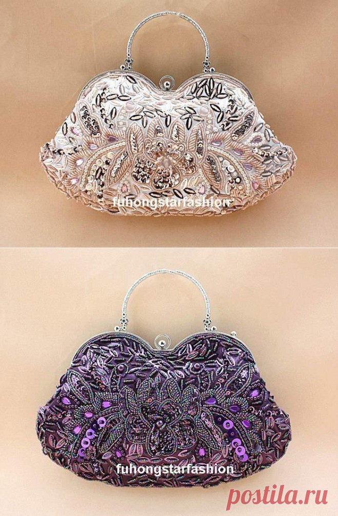 Сумка женская вышитая бисером розовая