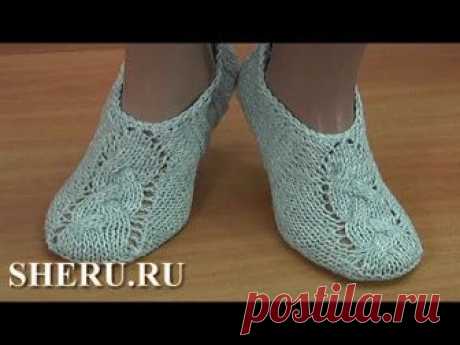 Супер уютные следки на двух спицах без швов. Урок 200