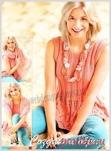 Топ спицами с платком и ожерельем | Вязание спицами, вязание крючком | Мир увлечений современной женщины.