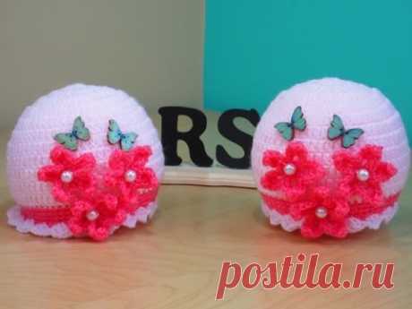 Crochet gorro de niña 0 a 3 meses para principiantes