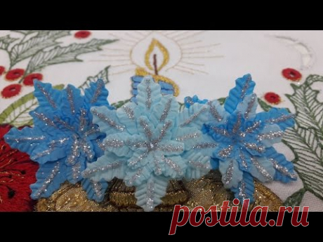 МК. Новогодние снежынки с фоамирана! Простой метод!