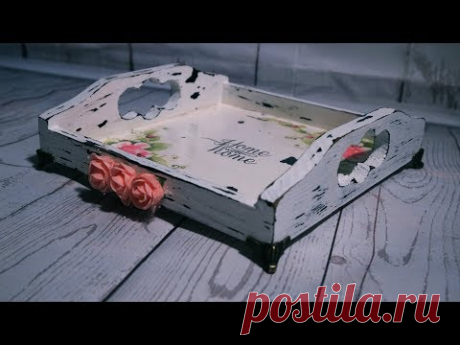 #41 / DECOUPAGE VINTAGE TRAY/ TACA VINTAGE / TUTORIAL DIY / DECOUPAGE / WOOD