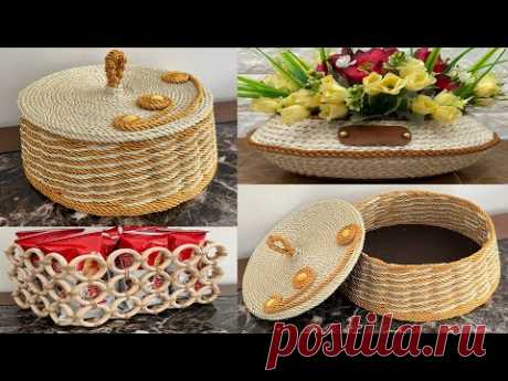 3 Diy Basket/ Diy Rope Basket/ Diy Storage Basket/ سبت يدوي
