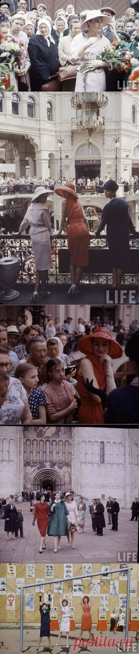 Кристиан Диор Как прошел первый визит в Москву в 1959 году.
Какой разительный контраст лиц, одежды и внешнего вида в целом!!! Ошеломляюще выразительные фотографии!
