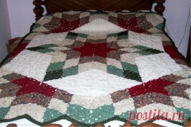 Плед пэчворк крючком.