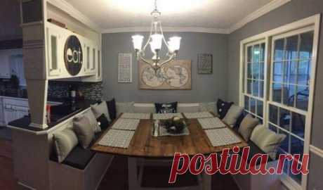 Удобный интерьер кухни с диваном, который сделан своими руками Интересная идея как сделать диван на кухню